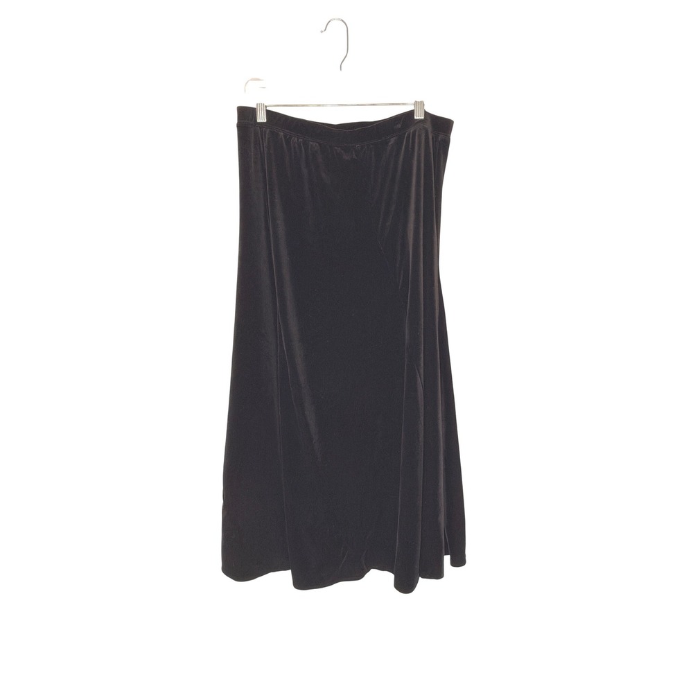 Women's Black Velvet Maxi Skirt Vamp Whimsigoth Pull On Stretch Basic‎ Medium